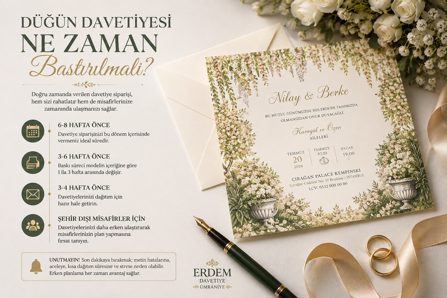 Düğün Davetiyesi Ne Zaman Bastırılmalı? | Erdem Davetiye Ümraniye