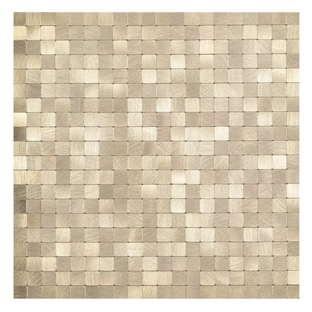 Mosaico Autoadhesivo Cubos Pequeños Cuadrados Dorado 30,5x30,5x0,4cm
