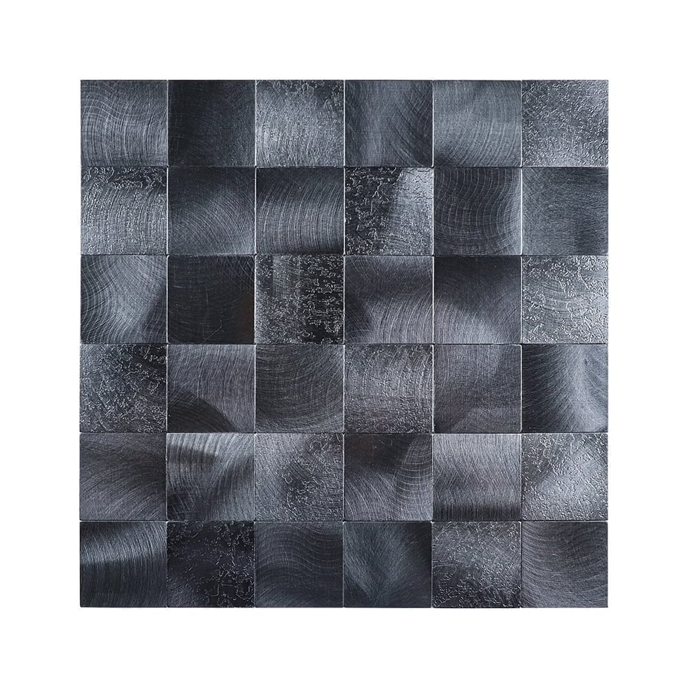 Mosaico cuadrado autoadhesivo bloque tiras de piedra GunMetal cepillado - 30,6x30,6x0,4cm