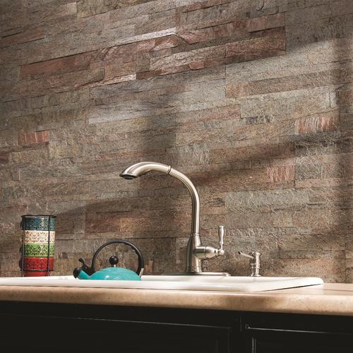 Tira autoadhesiva de piedra natural cobre brillo 60x15x0,2/0,4 cm