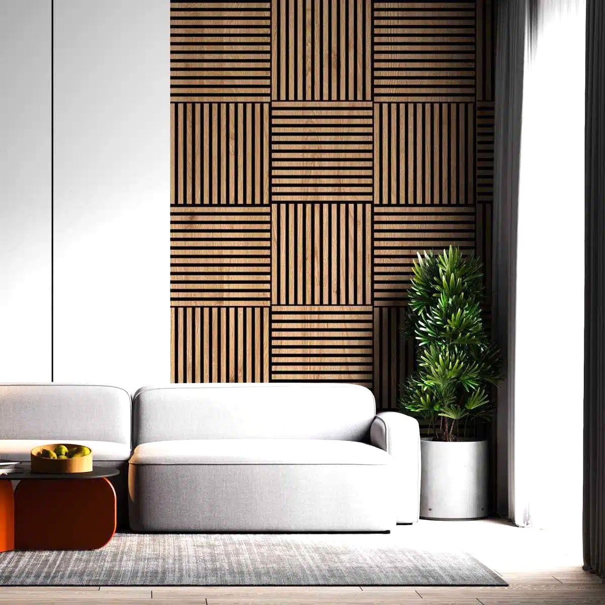 Paneles 3D acústicos HDF de madera de roble natural 60x60x2,2cm