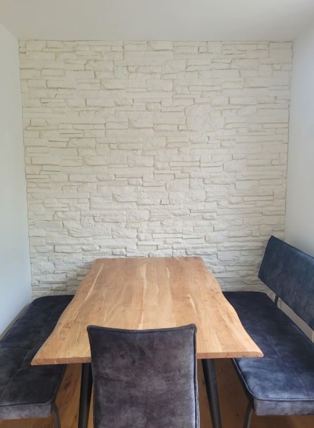 Panel 3D de pared XL PU Ardesia Blanco sin juntas - Para interior/exterior - 115x57,5x3cm