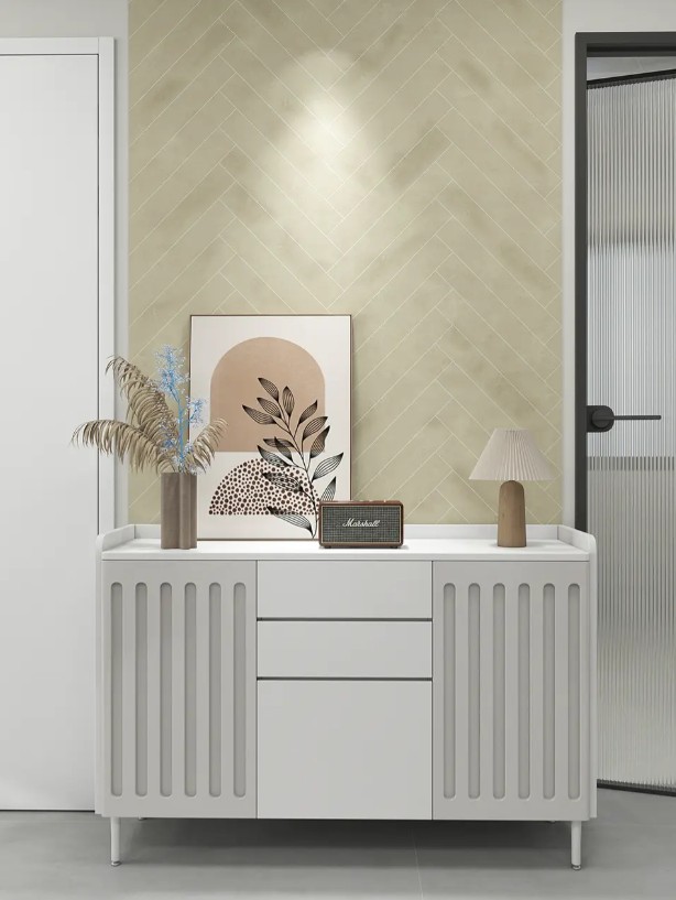 Panel SPC de pared de losa de mármol espiga beige 260x120x0,35cm