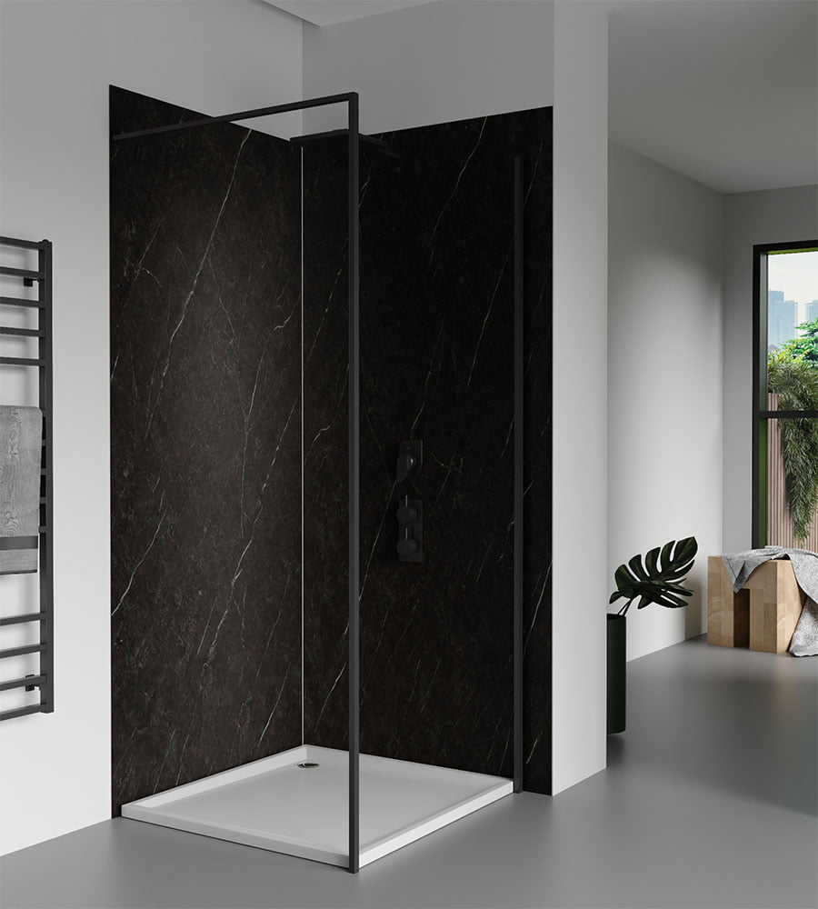 Panel SPC de pared de losa de mármol Black Trevore Matt Black 260x120x0,35cm