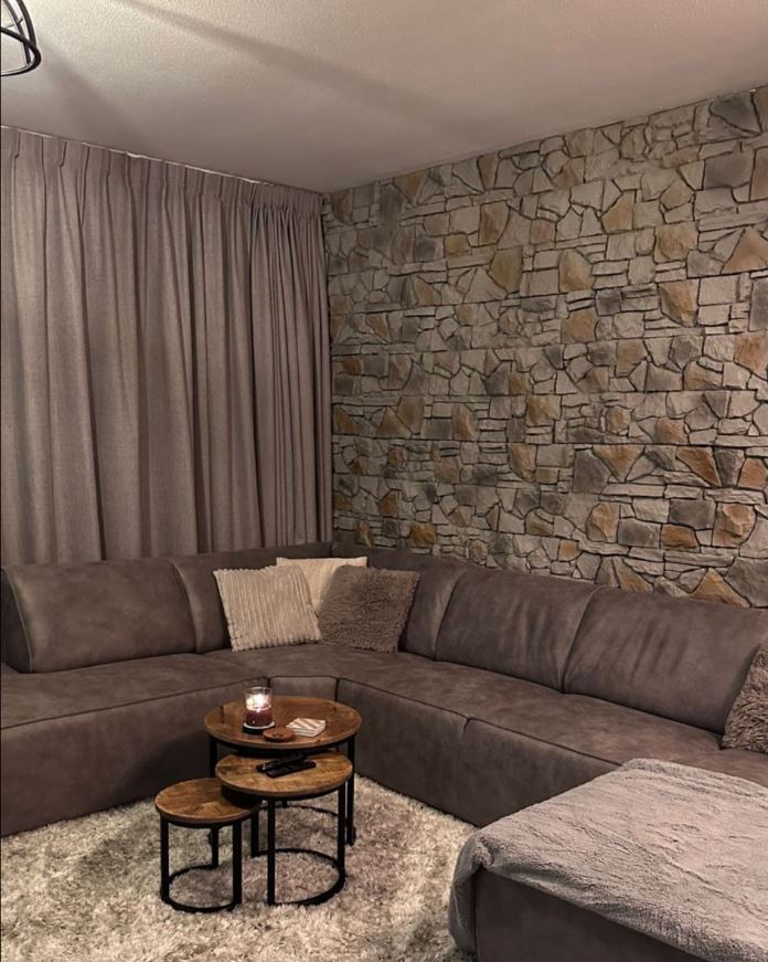 Panel 3D de pared XL PU Pizarra gris Sin juntas - Para interior/exterior - 123x56x3,5cm