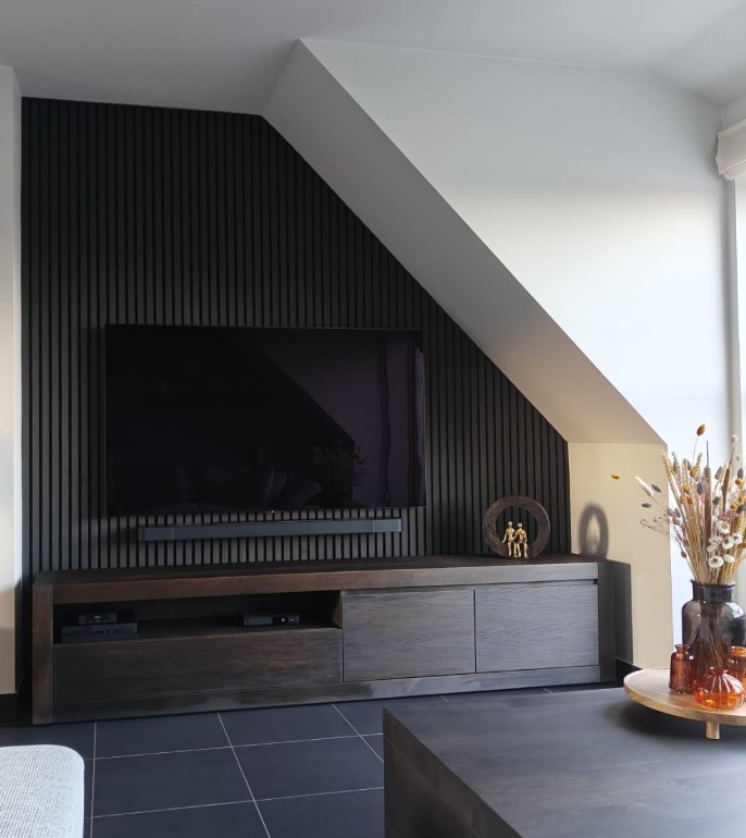 Paneles 3D acústicos MDF de madera roble gris oscuro 270x60x1,8cm