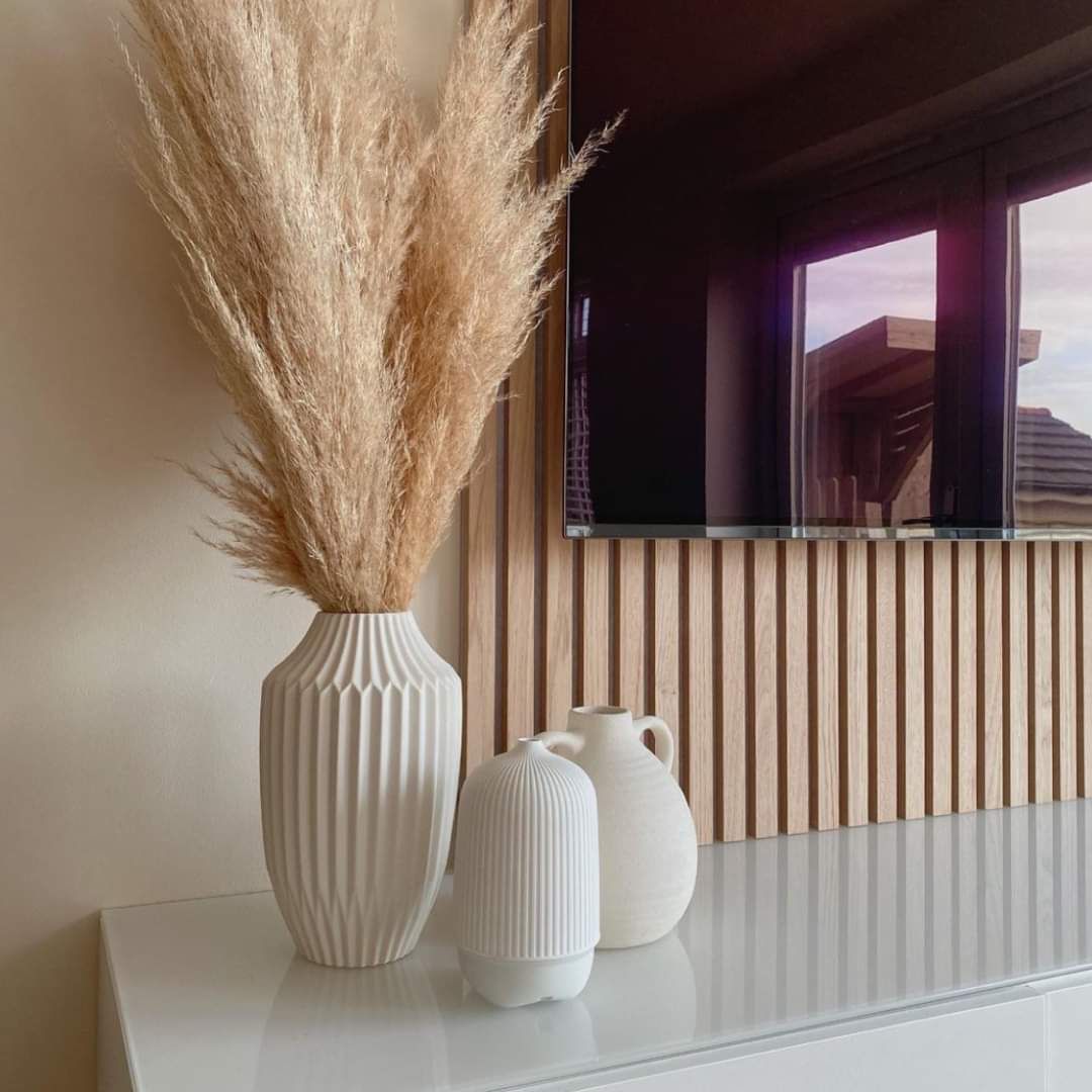 Paneles 3D acústicos MDF de madera roble claro beige 270x60x1,8cm