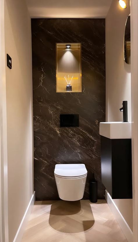 Panel SPC de pared de losa de mármol Rosseta Stone Matt Black 260x120x0,35cm