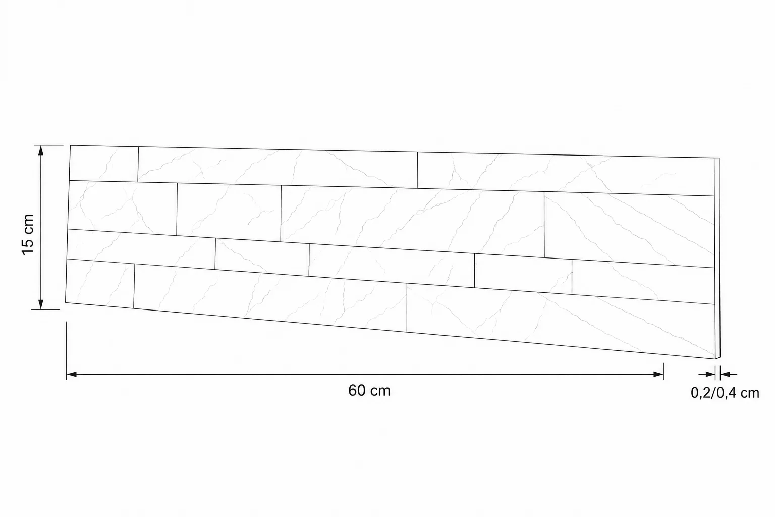 Tira autoadhesiva de piedra natural forestal 60x15x0,2/0,4 cm