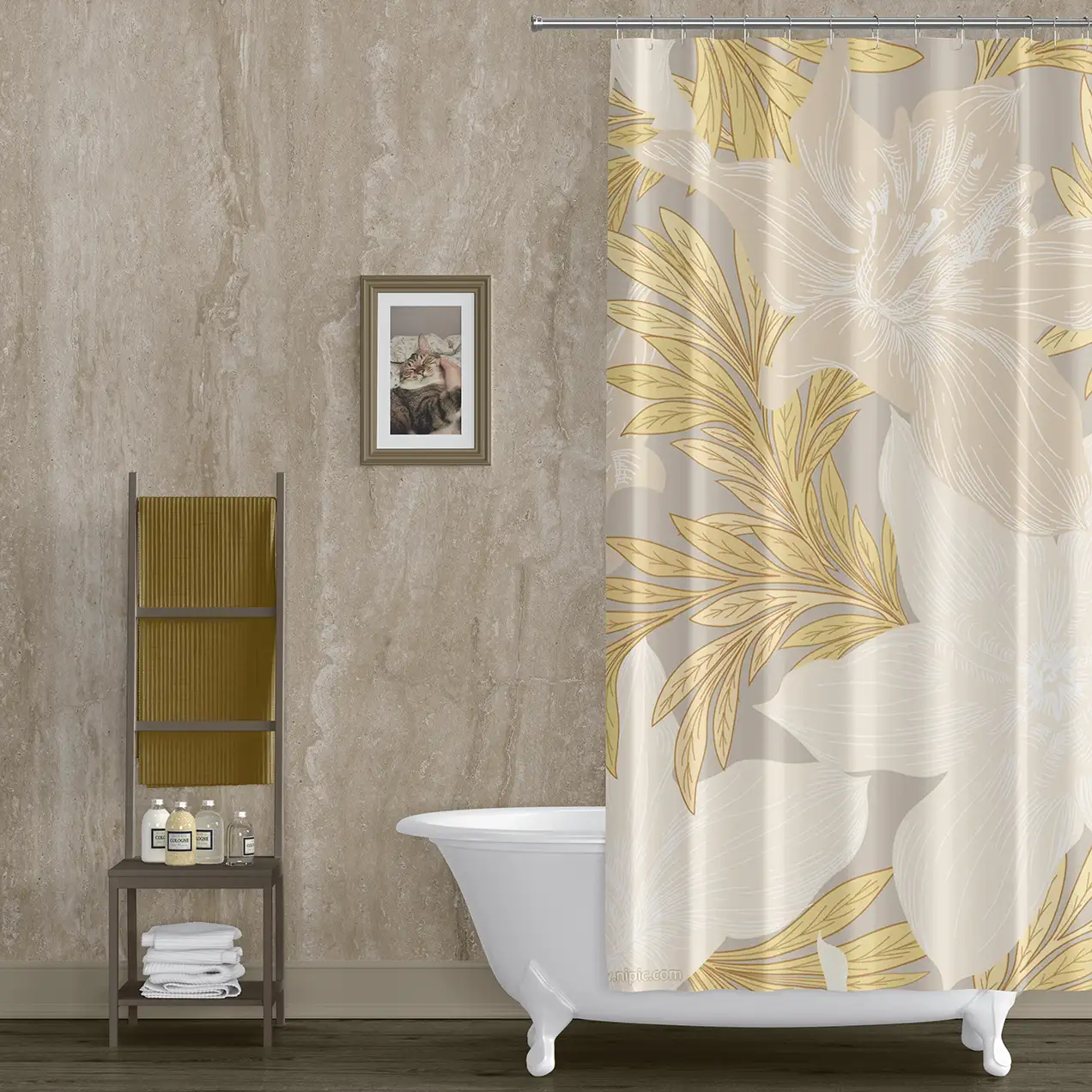 Panel SPC de Pared de losa de mármol Travertino Japandi 260x120x0,35cm