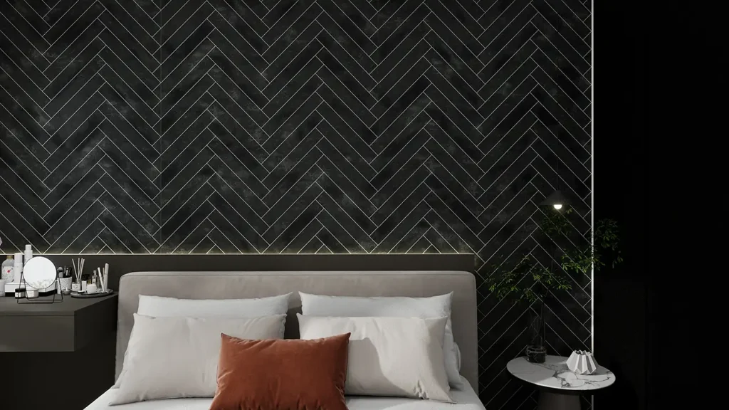 Panel SPC de pared de losa de mármol espiga antracita 260x120x0,35cm