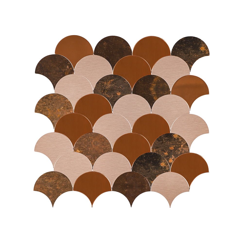Mosaico autoadhesivo tira de piedra mezcla de escamas de pescado oro 29,5×29,5×0,4cm