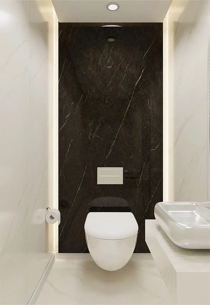 Panel SPC de pared de losa de mármol Black Trevore Matt Black 260x120x0,35cm