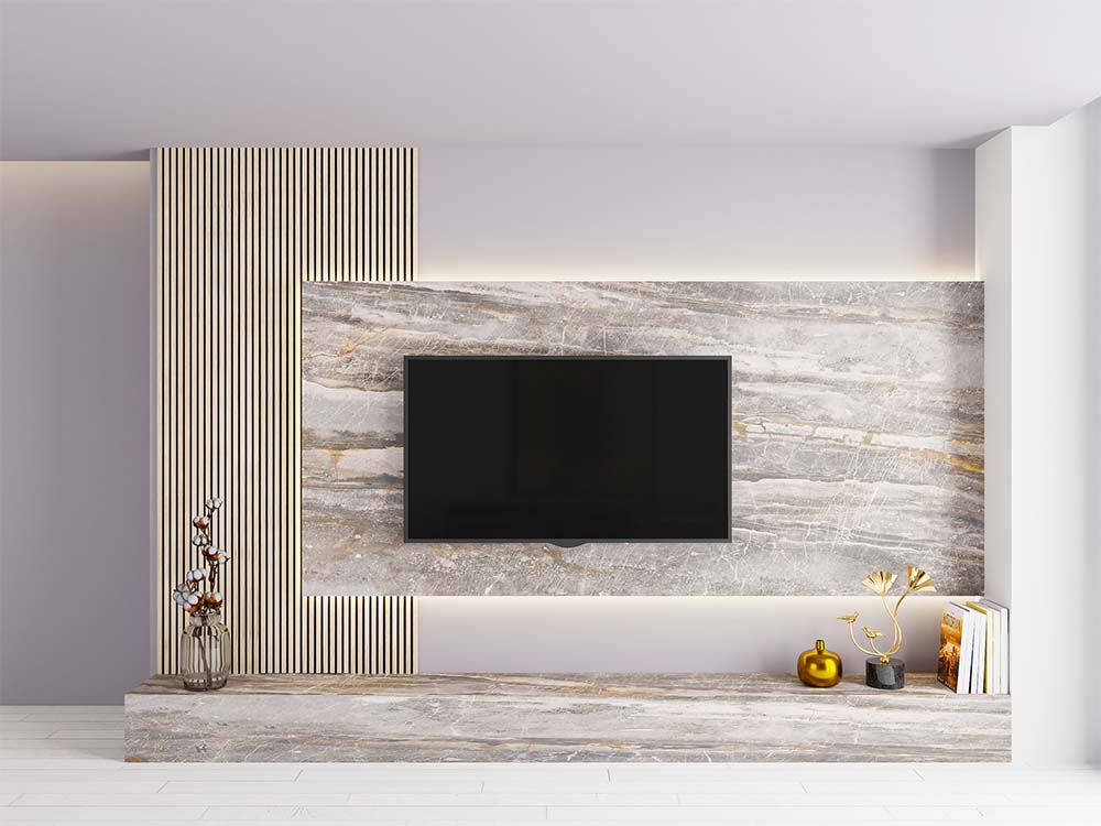 Panel SPC de pared de losa de mármol Géminis Granite Matte Dark Stone 260x120x0,35cm