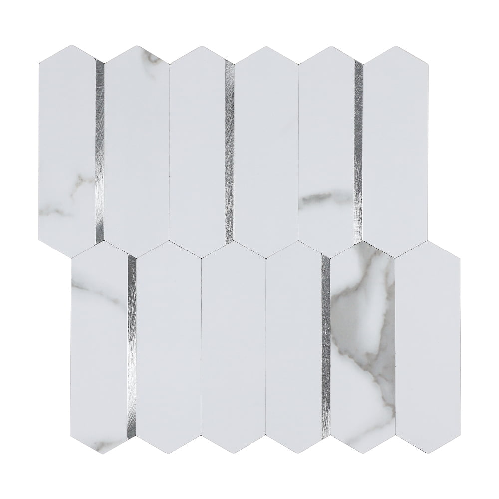 Mosaico autoadhesivo hexagonal blanco plata- 29,3x28,4x0,4cm