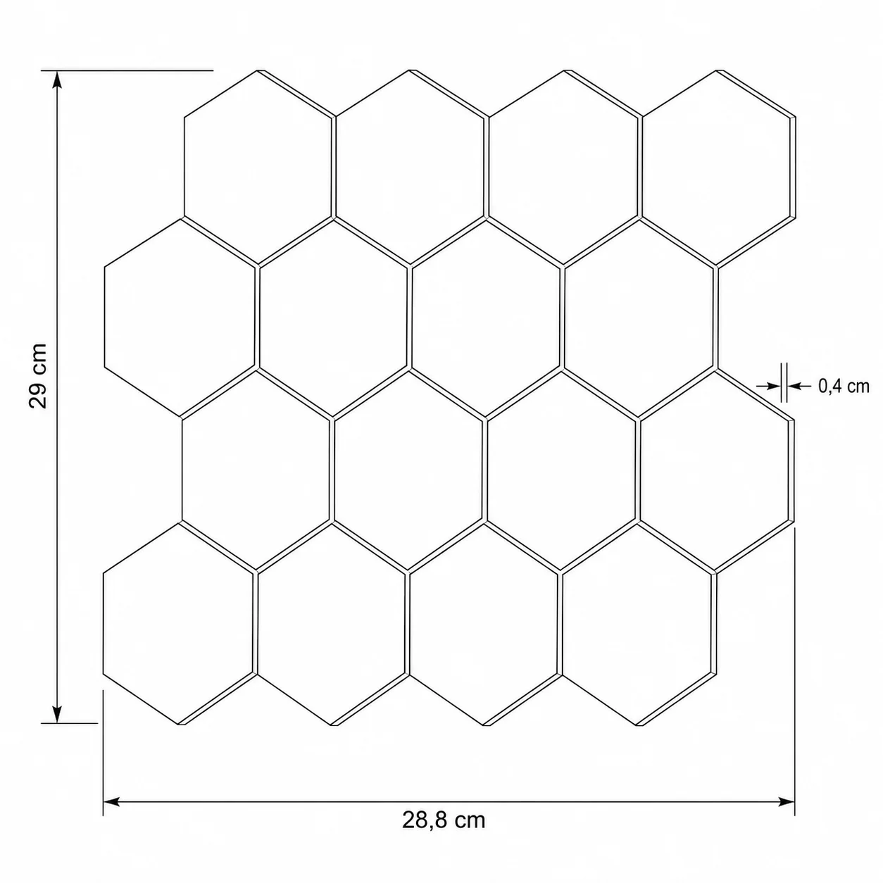 Mosaico autoadhesivo tira de ladrillo hexagonal Cobre medio 28,8x29x0,4cm