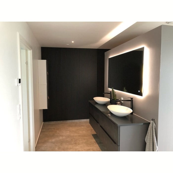 Paneles 3D acústicos MDF de madera roble gris oscuro 270x60x1,8cm