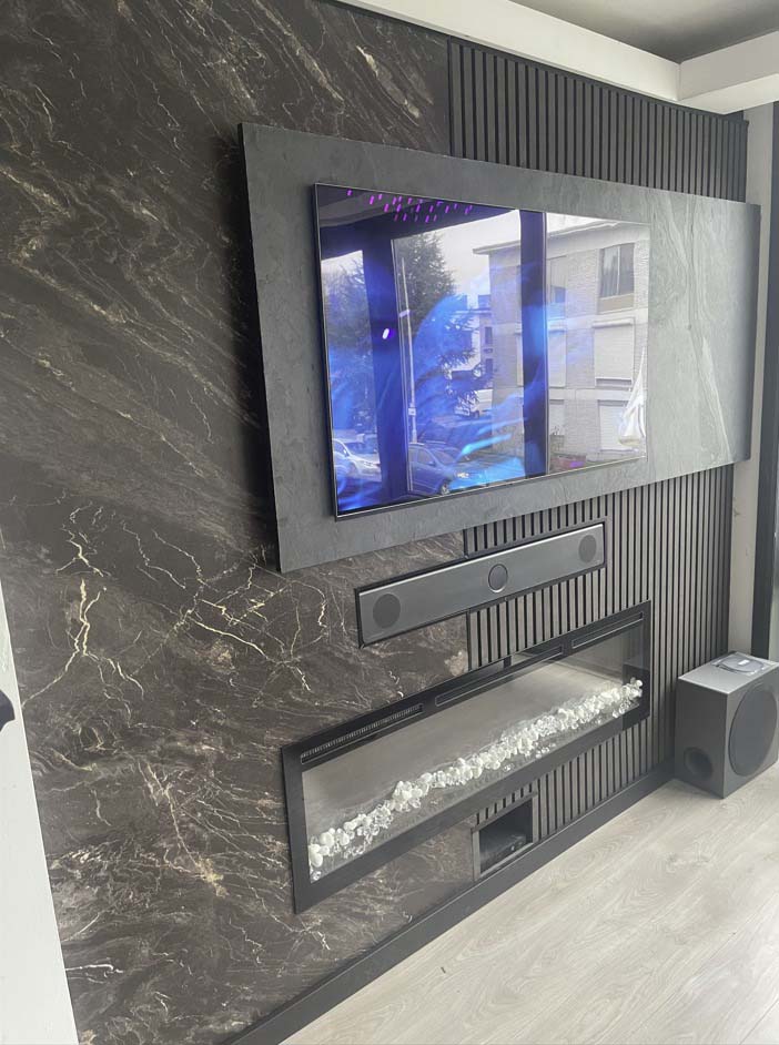 Panel SPC de pared de losa de mármol Rosseta Stone Matt Black 260x120x0,35cm