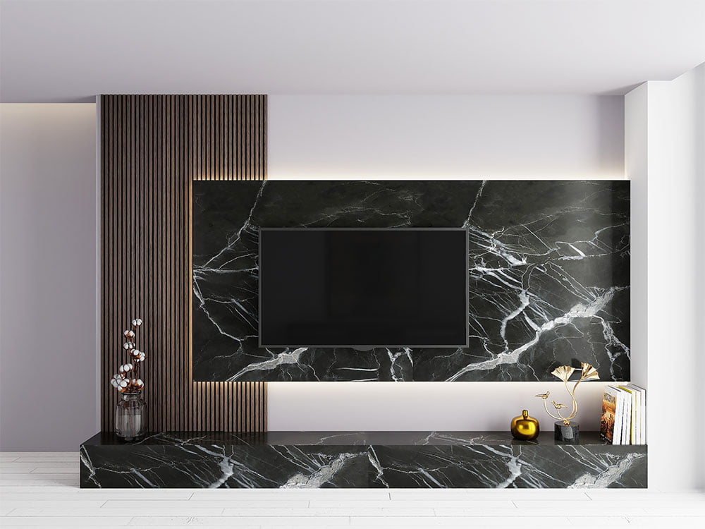Panel SPC de pared de losa de mármol black streak 260x120x0,35cm