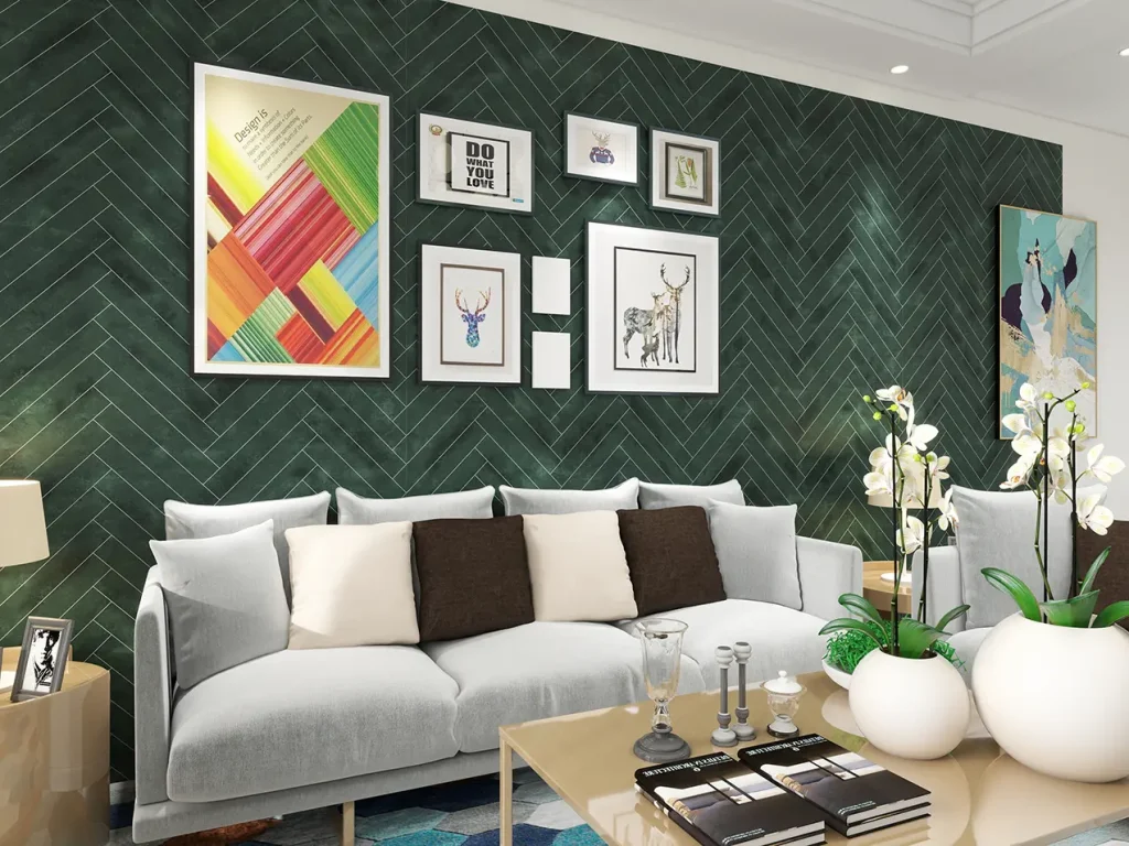 Panel SPC de pared de losa de mármol espiga verde 260x120x0,35cm