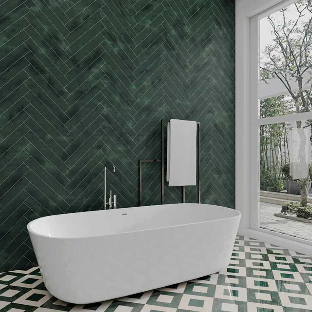 Panel SPC de pared de losa de mármol espiga verde 260x120x0,35cm