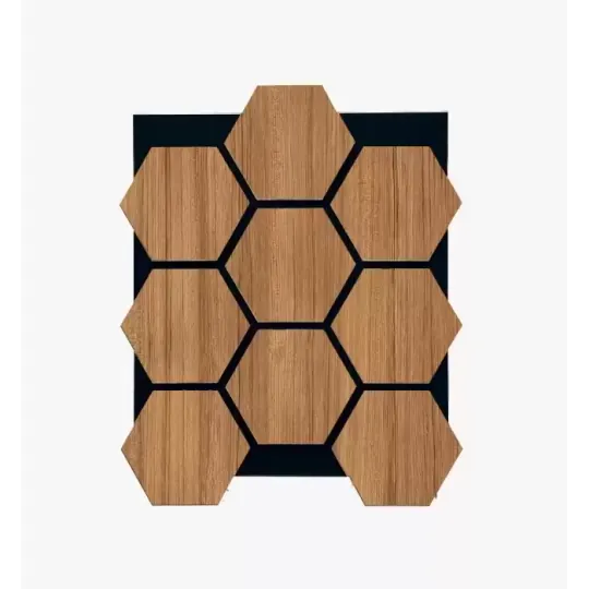 Hexagon Akustik Duvar Paneli 65x80cm Meşe